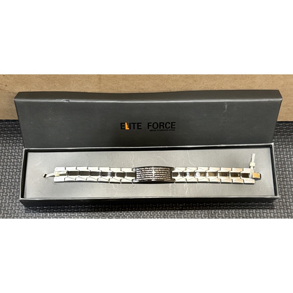 Stainless Steel 2-Tone Our Father The Lord's Prayer Bracelet Elite Force *READ*